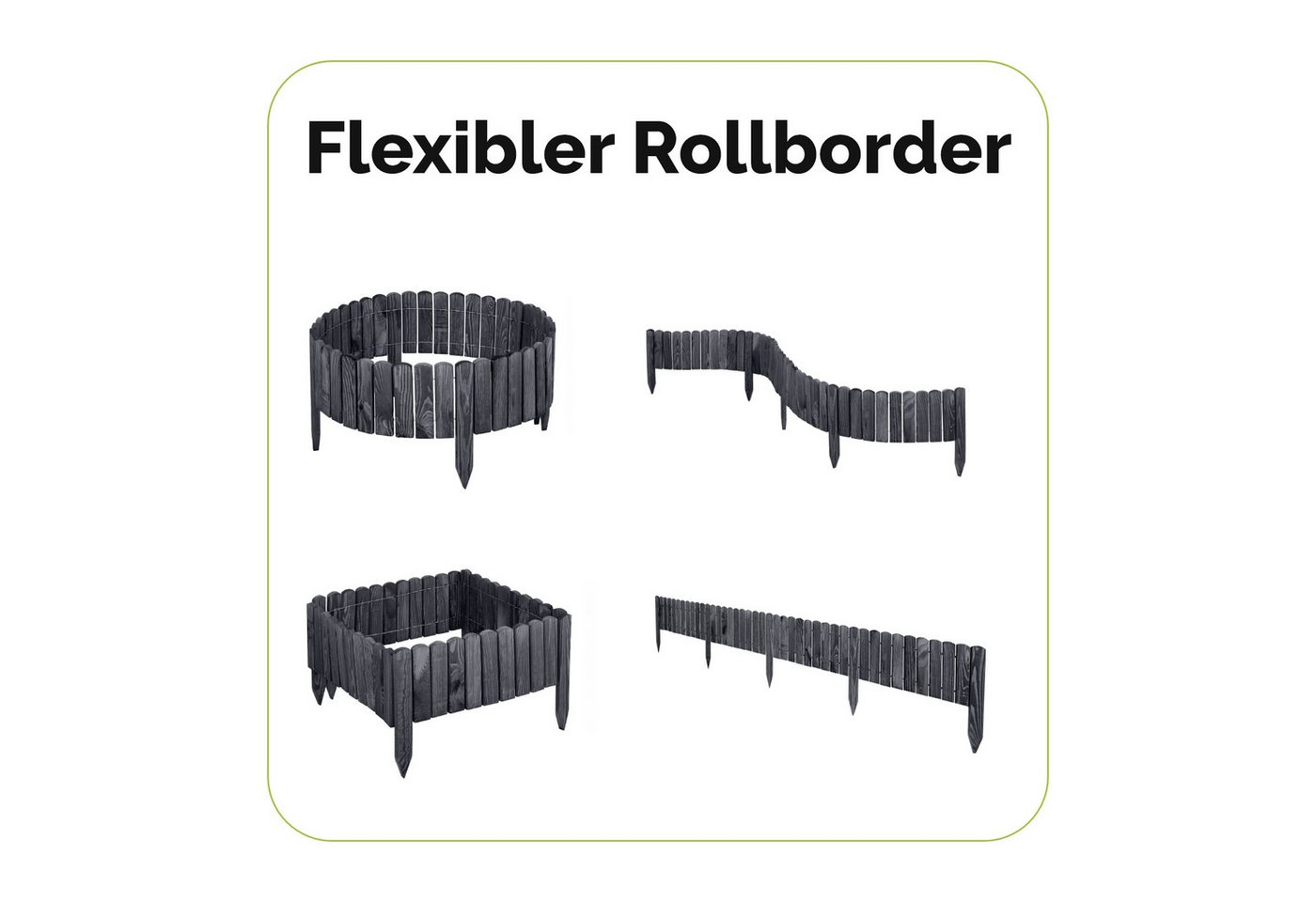 Garronda Rasenkante Beeteinfassung Holz Rollzaun Flexibler Rollborder Länge: 2m GD-0046, LxH: 2x8 cm Bild 4