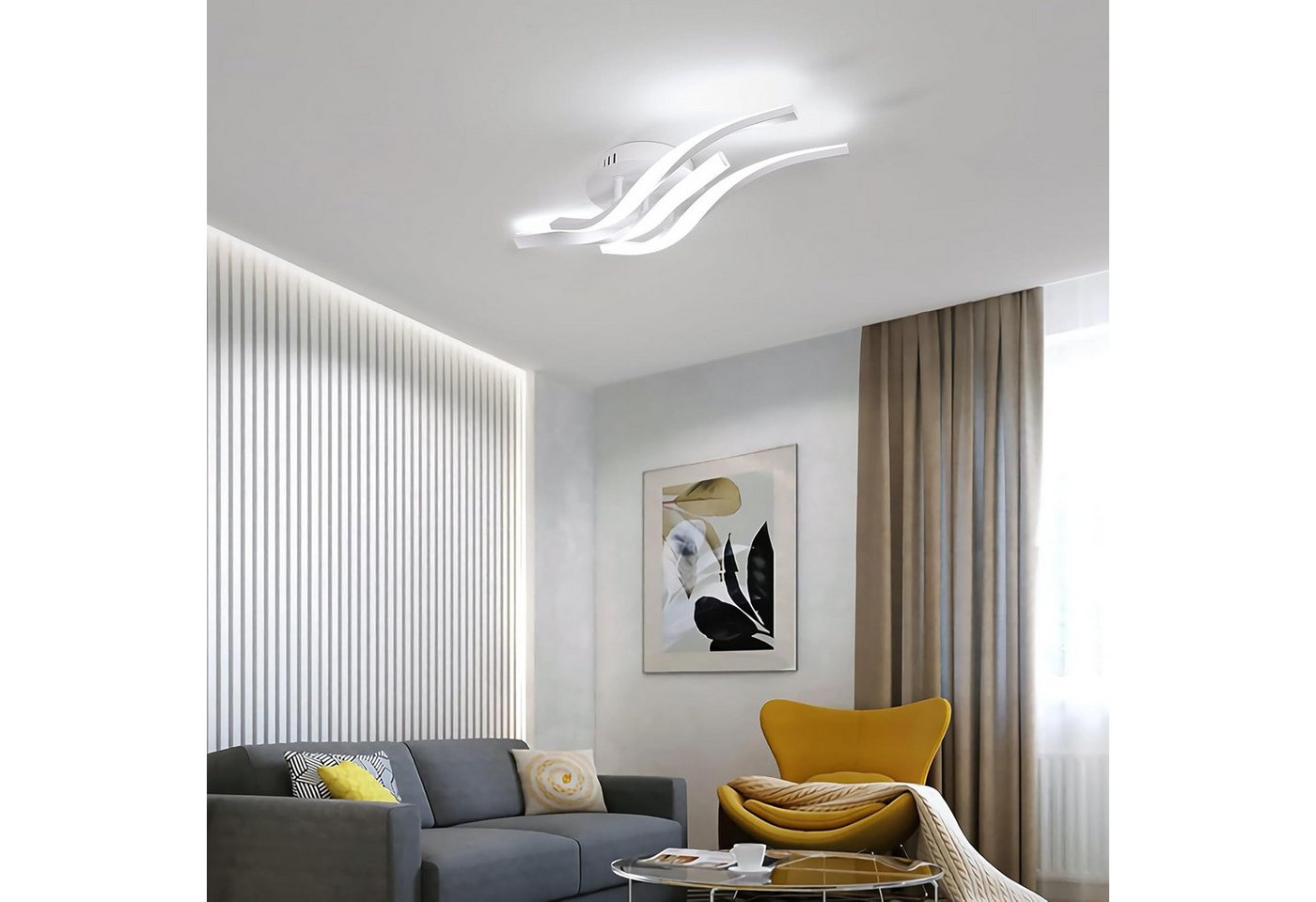 Riserva Deckenleuchten LED Deckenleuchte 24W Weiß Modern 3-line Design Aluminium, LED wechselbar Bild 2
