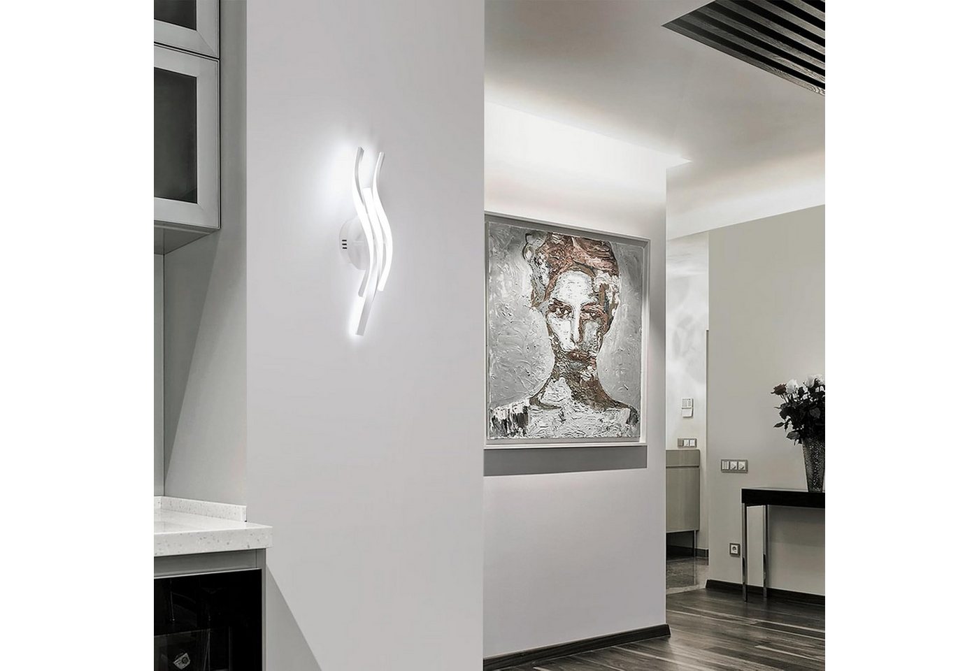Riserva Deckenleuchten LED Deckenleuchte 24W Weiß Modern 3-line Design Aluminium, LED wechselbar Bild 5