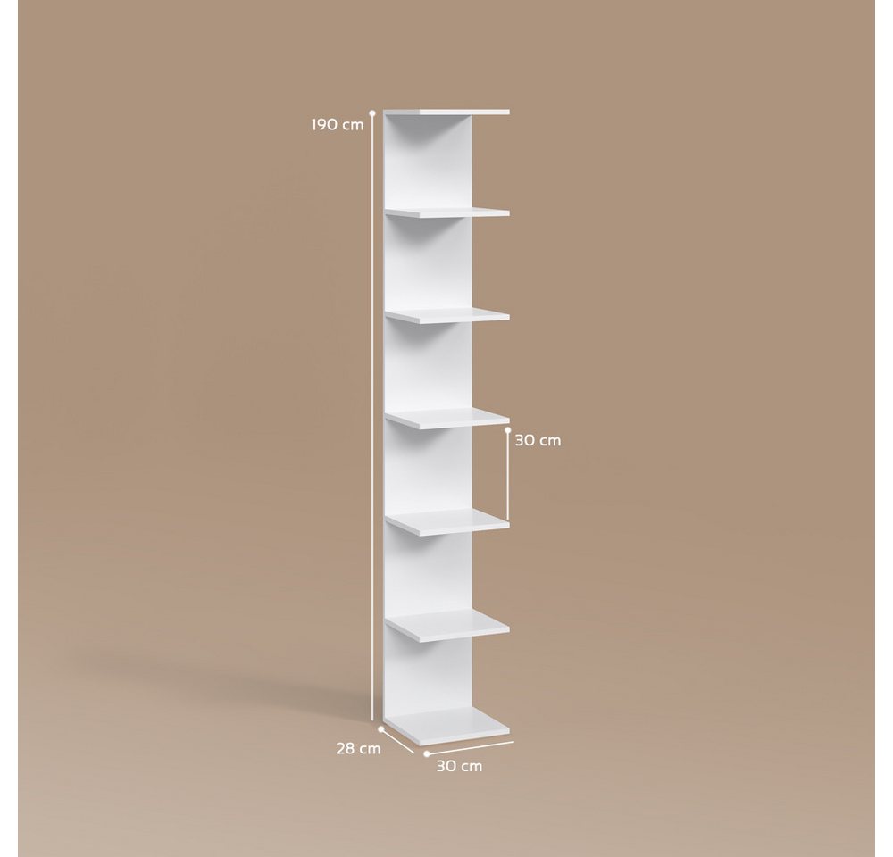 Livinity® Bücherregal Vesuvio, Weiß, 30 x 190 cm, 1-tlg. Bild 2
