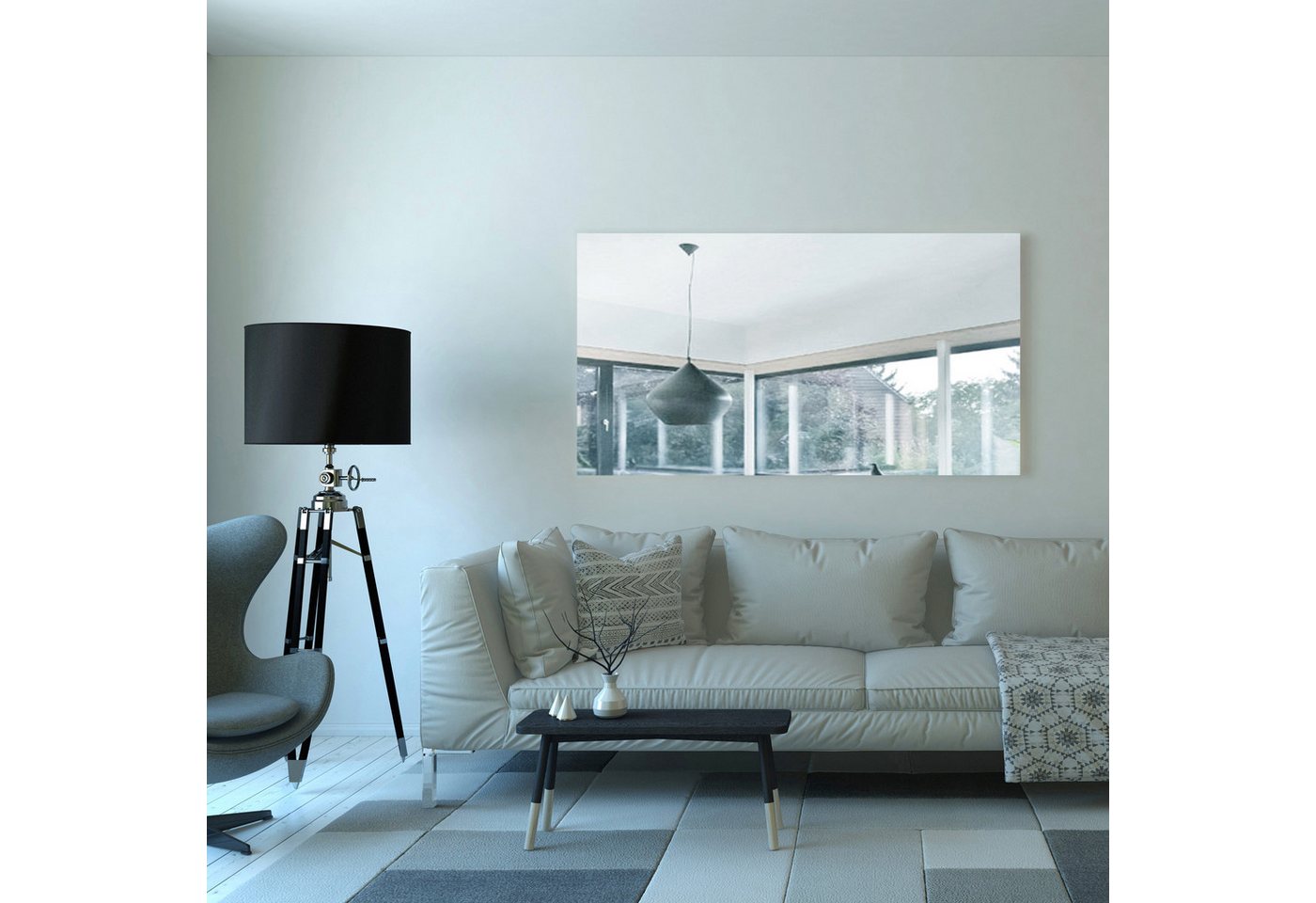 UMBRELLA Infrarotheizung Spiegel 450 W mit Thermostat TH12 – Carbon-Crystal – 2-in-1 Design, Flache Wandheizung mit Spiegelglas Bild 3