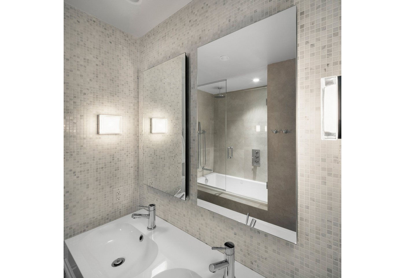 UMBRELLA Infrarotheizung Spiegel 450 W mit Thermostat TH12 – Carbon-Crystal – 2-in-1 Design, Flache Wandheizung mit Spiegelglas Bild 4