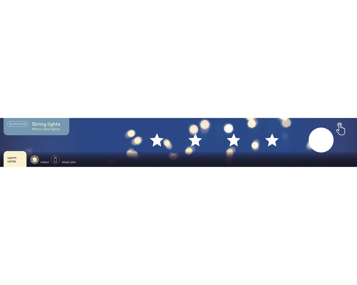 Lumineo LED-Lichterkette, LED Draht Lichterkette 95cm mit Sternen 20 Micro-LEDs Warmweiß Silber Bild 3