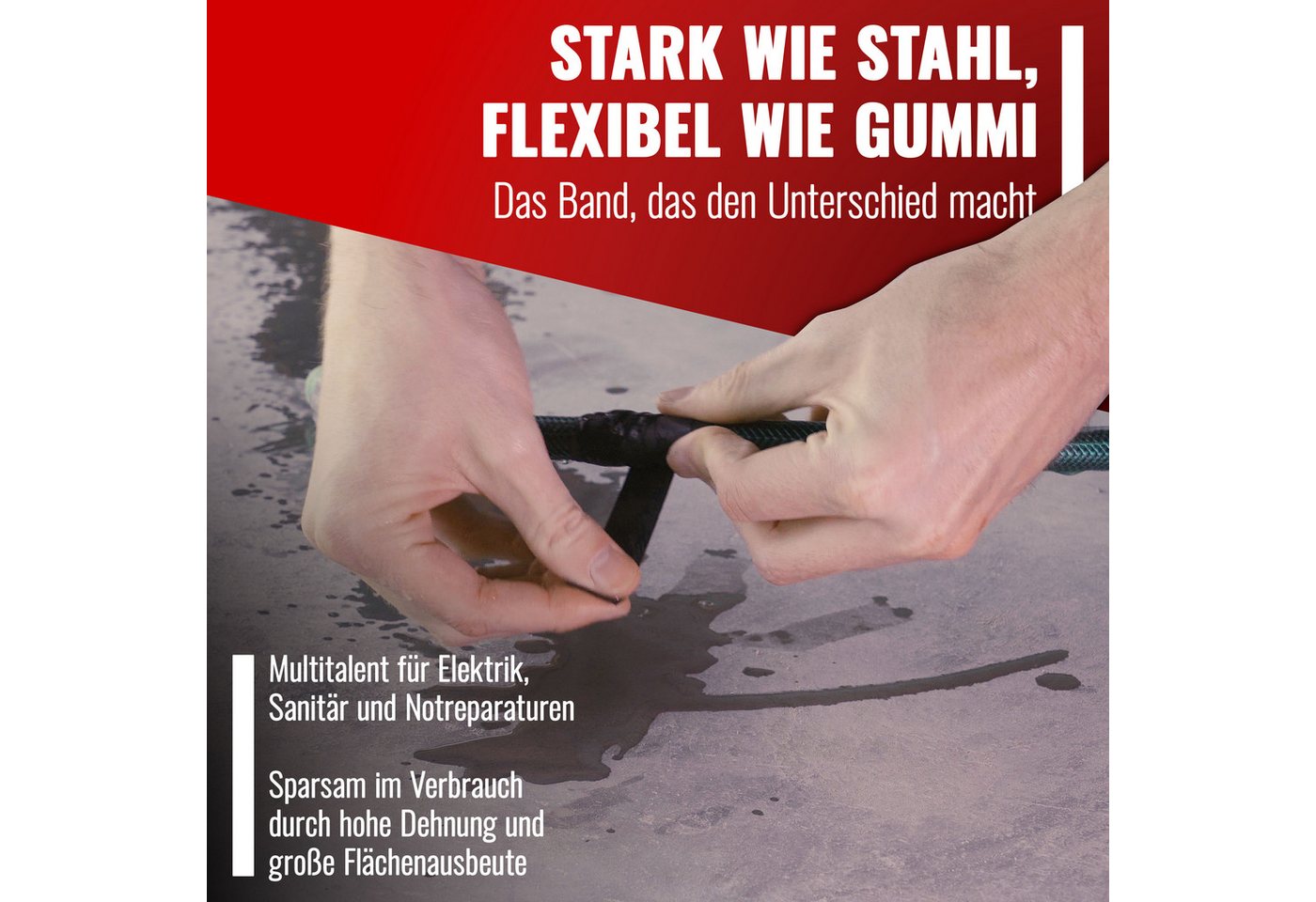 Poppstar Dichtband Premium selbstverschweißendes Isolierband bis zu 69kV (1-St) universales Dichtungsband für Elektro, Luft & Wasser