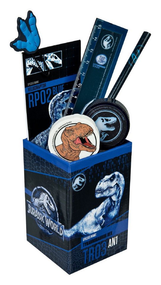 Jurassic World Federmäppchen Jurassic World Federtasche 7-teiliges Schreibset im Dinosaurier Design