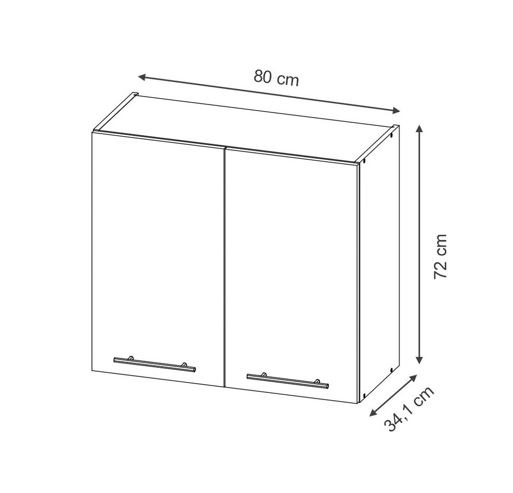Vicco Hängeschrank Fame-Line, Weiß Hochglanz/Weiß, 80 cm