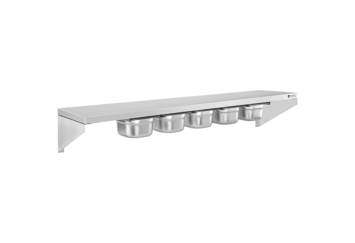 Royal Catering Hängeregal 120 cm 1/6 GN Wandbord Edelstahlregal Gewürzregal Gewürzbord Edelstahl Bild 2