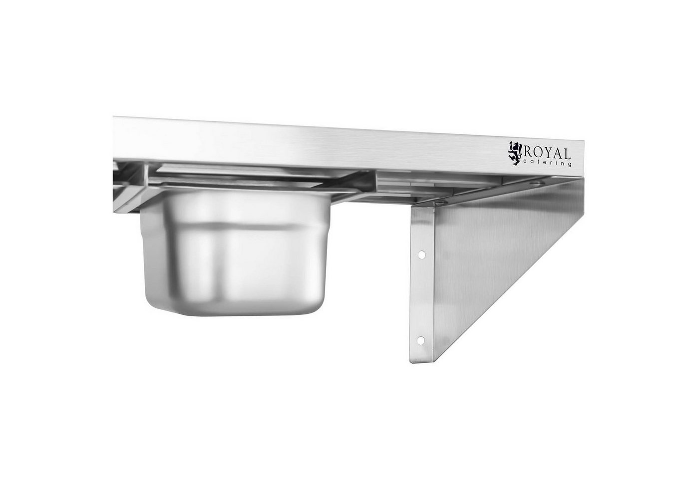 Royal Catering Hängeregal 120 cm 1/6 GN Wandbord Edelstahlregal Gewürzregal Gewürzbord Edelstahl Bild 3