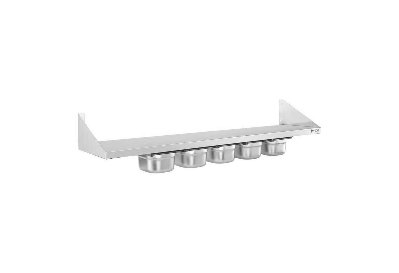 Royal Catering Hängeregal 120 cm 1/6 GN Wandbord Edelstahlregal Gewürzregal Gewürzbord Edelstahl Bild 4