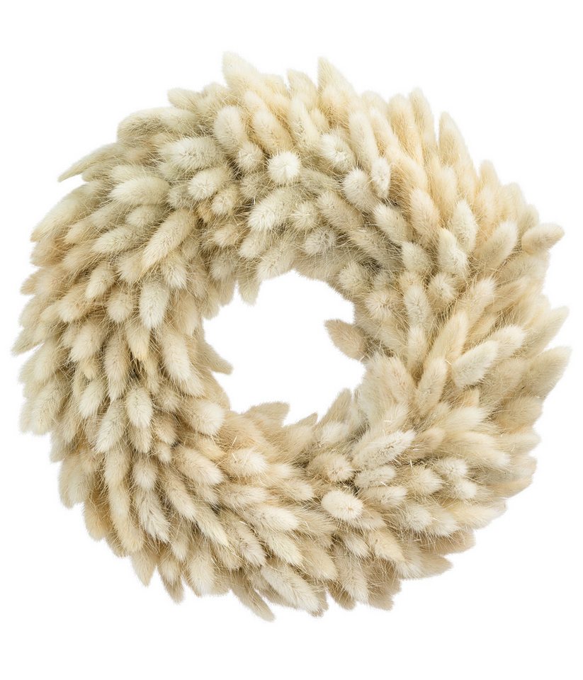 Dehner Dekokranz Kranz Mellow, Ø 30 cm, Naturmaterial, beige, eleganter Trockenblumenkranz aus Samtgras