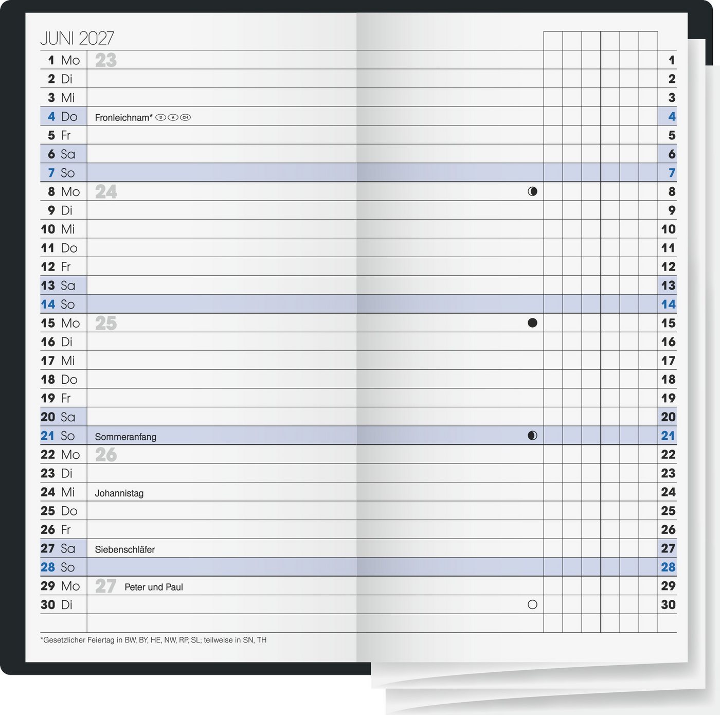 Baier & Schneider Taschenkalender Taschenkalender Modell 740 2027 A6 dunkelblau, Leporello-Falz
