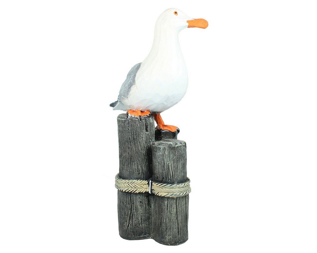 colourliving Gartenfigur Möwe auf Poller Deko Figur Möwe Möwenfigur, (Maritime Dekoration), 45 cm, sehr realistisch, handbemalt, in Holzschnitt Optik Bild 2