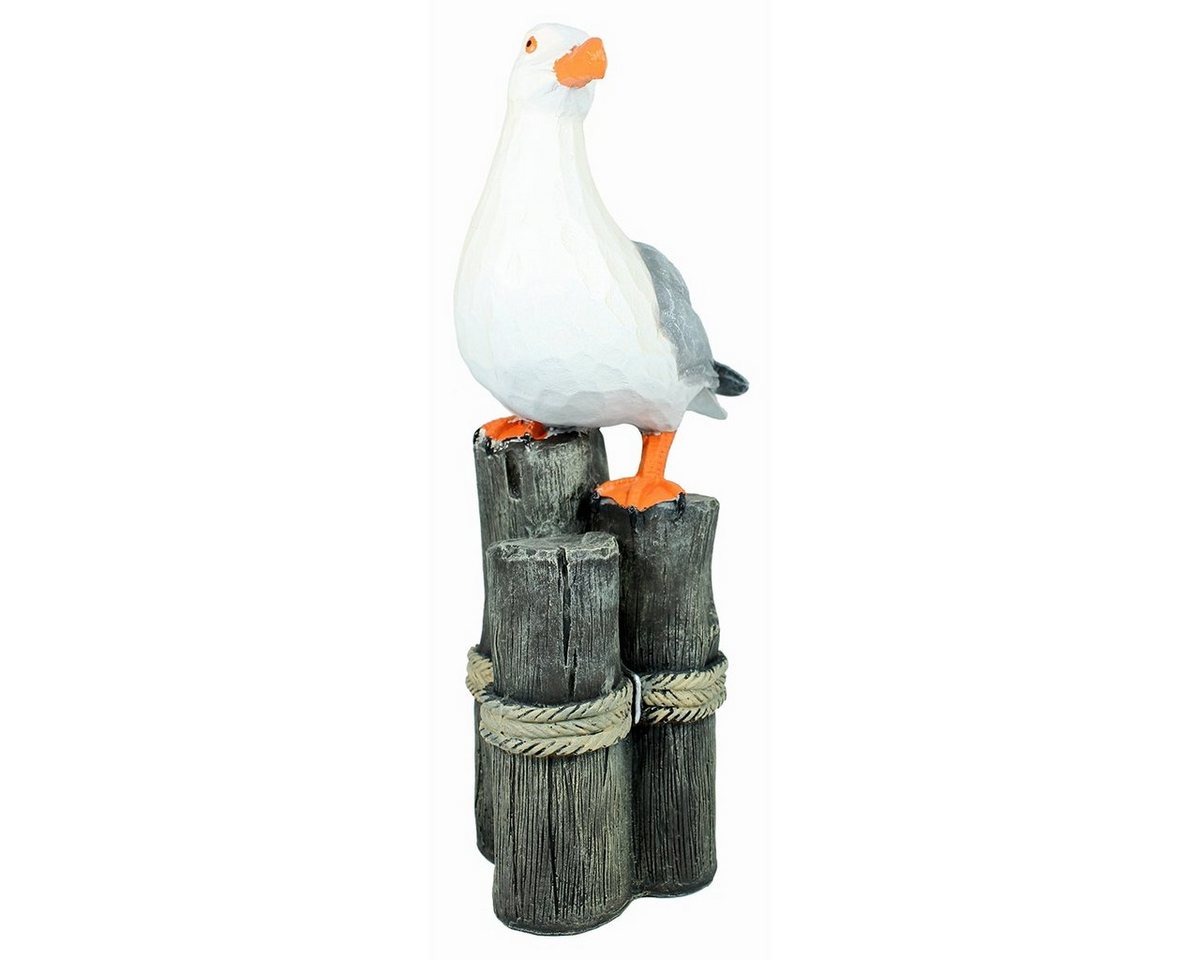 colourliving Gartenfigur Möwe auf Poller Deko Figur Möwe Möwenfigur, (Maritime Dekoration), 45 cm, sehr realistisch, handbemalt, in Holzschnitt Optik Bild 3