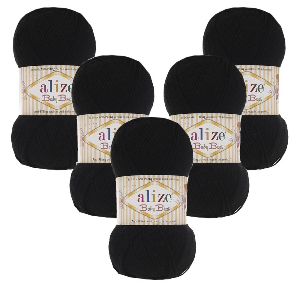 Alize 5 x ALIZE Baby Best 60 Black Häkelwolle, 240 m, Babywolle,Viskose,Anti-Pilling,Babygarn Bild 2