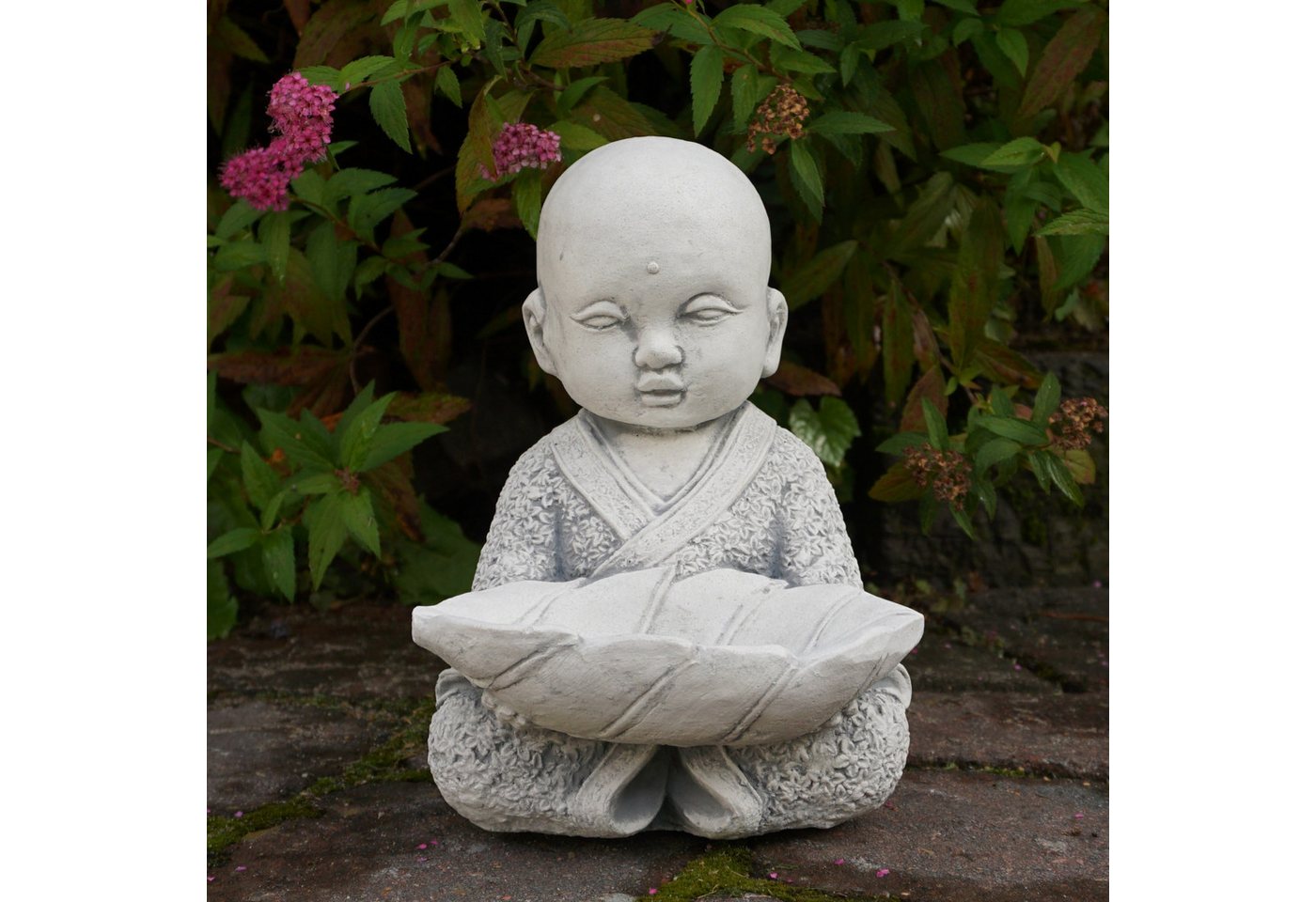 gartendekoparadies.de Gartenfigur Mönch mit Schale, Steinfigur, H. 22 cm, 4 kg, Frostsicher Bild 4