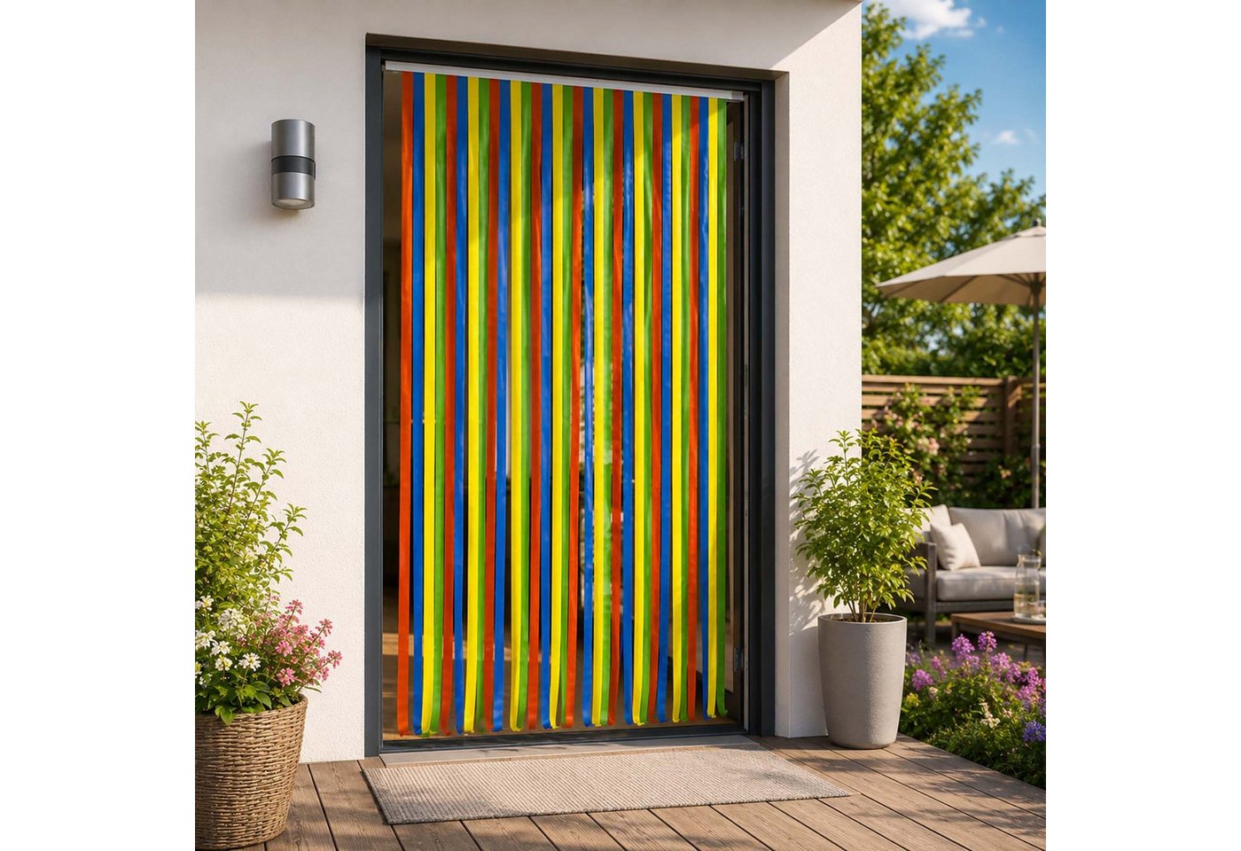 BURI Fliegengitter-Gewebe 2x Tür Streifenvorhang Insektenschutz 90x200cm Sichtschutz Kunststoff Bild 3