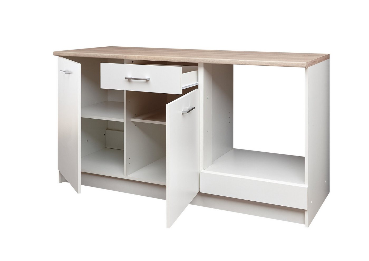 PREISBRECHER Küchenzeile Wow, in Weiß matt - 160x85x60 (BxHxT)