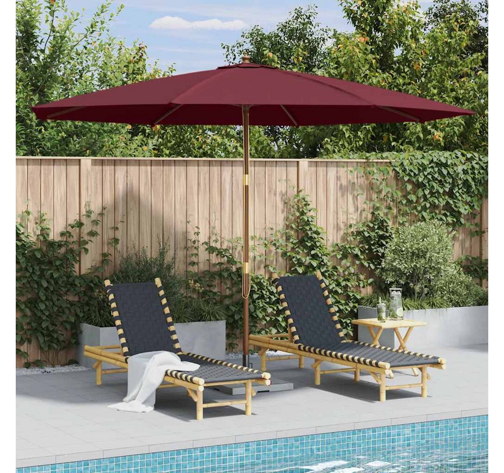 furnicato Sonnenschirm mit Holzmast 350 cm Burgunderrot, LxB: 350x350 cm