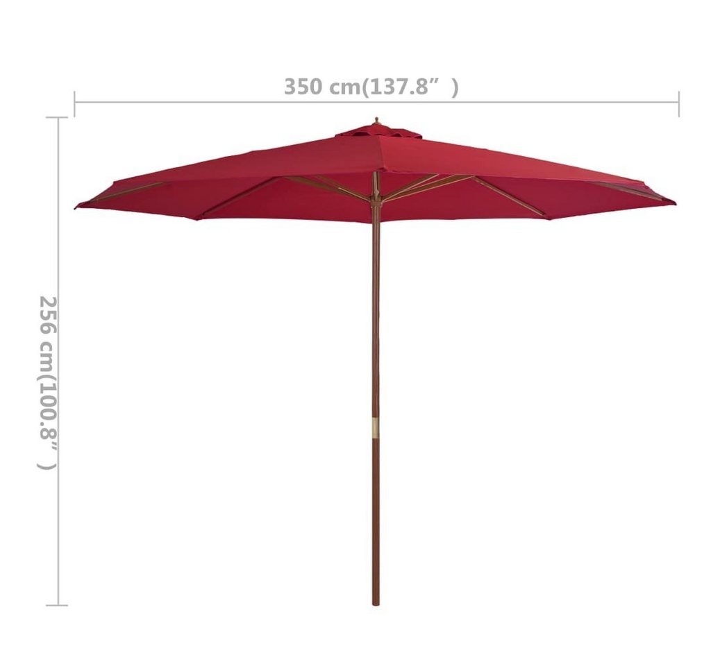 furnicato Sonnenschirm mit Holzmast 350 cm Burgunderrot, LxB: 350x350 cm Bild 3