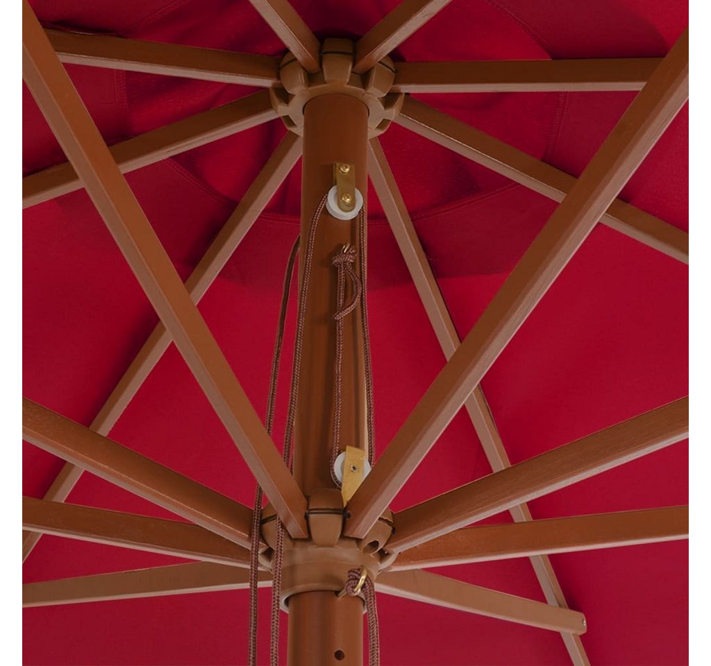 furnicato Sonnenschirm mit Holzmast 350 cm Burgunderrot, LxB: 350x350 cm Bild 5