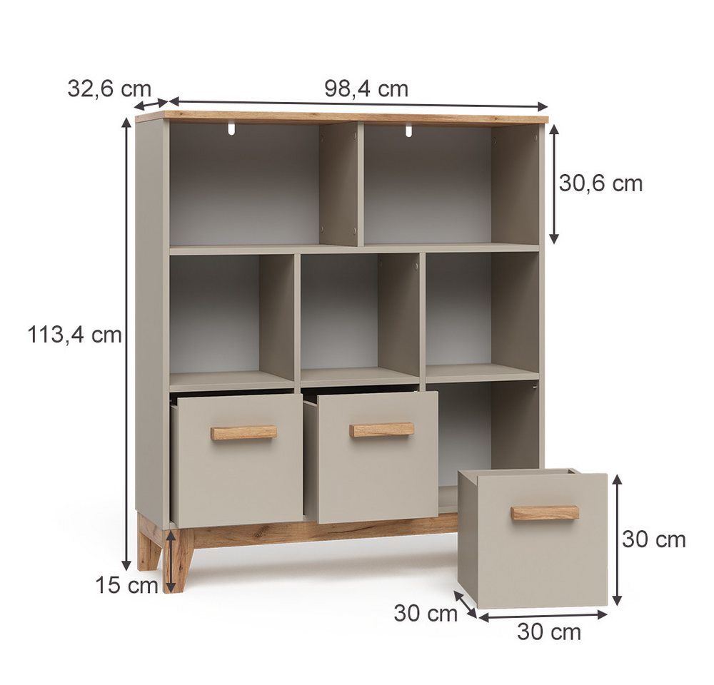 VitaliSpa® Bücherregal Malia, Cashmere/Artisan, 98.4 x 113.4 cm, 1-tlg. Bild 5