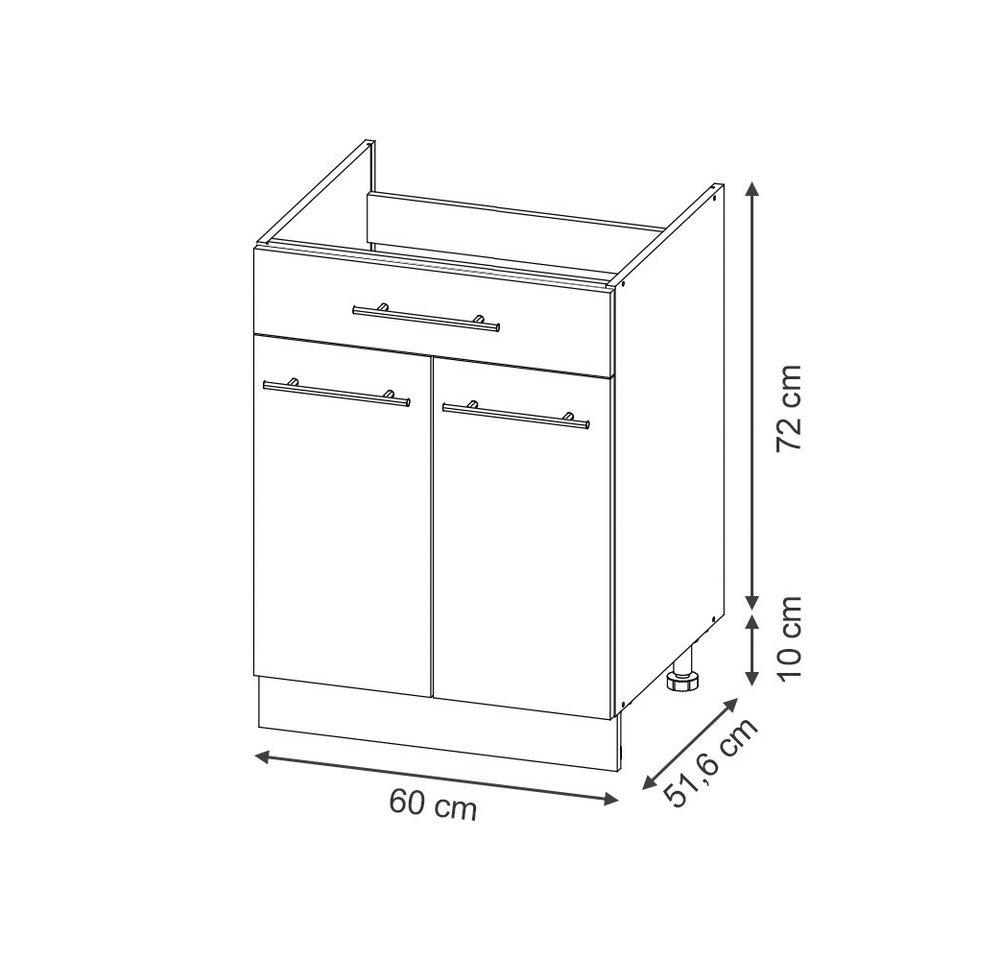 Vicco Unterschrank Fame-Line, Weiß Hochglanz/Weiß, 60 cm mit Schublade, ohne Arbeits... (1-St) Bild 4
