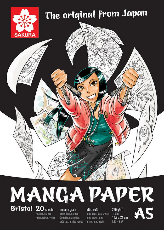 Talens Zeichenblock Sakura Manga Papier, 250 g/m², 20 Blatt