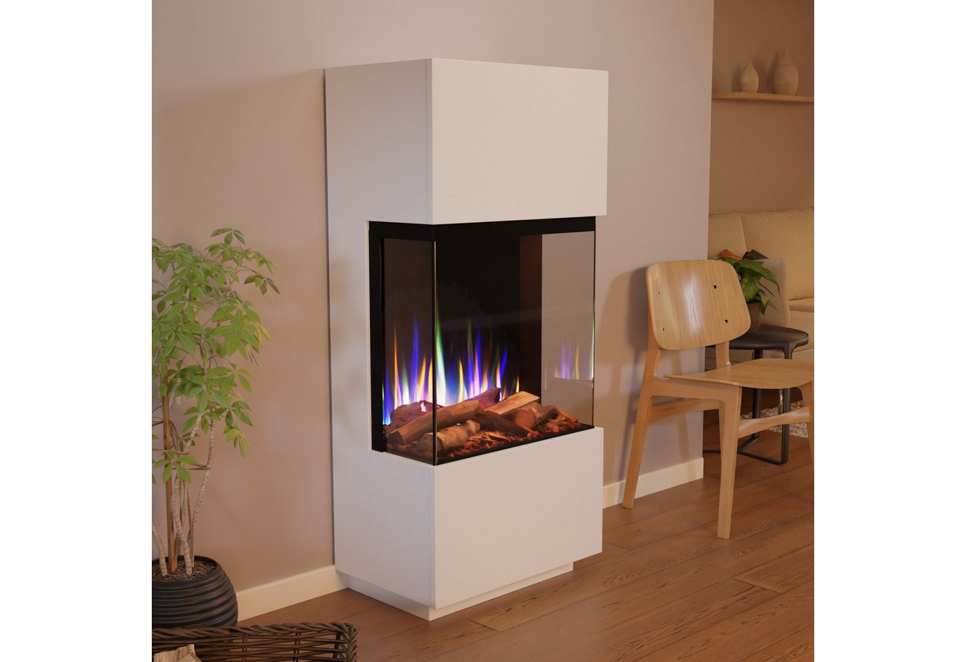 GLOW FIRE Elektrokamin PR11 E-Motion 3D, Elektrischer Kamin mit 3D Feuer mit Heizung, täuschend echte Flamme mit Heizung, 3 Dekorationen Bild 3
