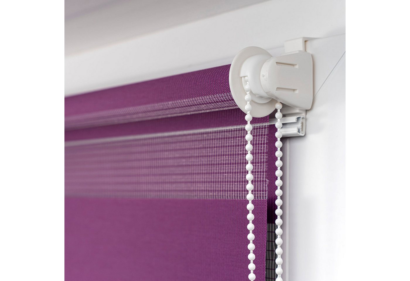 Doppelrollo Klemmfix Doppelrollo / Duo Rollo, 50 x 150 cm, aubergine, Victoria M., blickdicht, ohne Bohren, freihängend, Klemmfix Bild 2