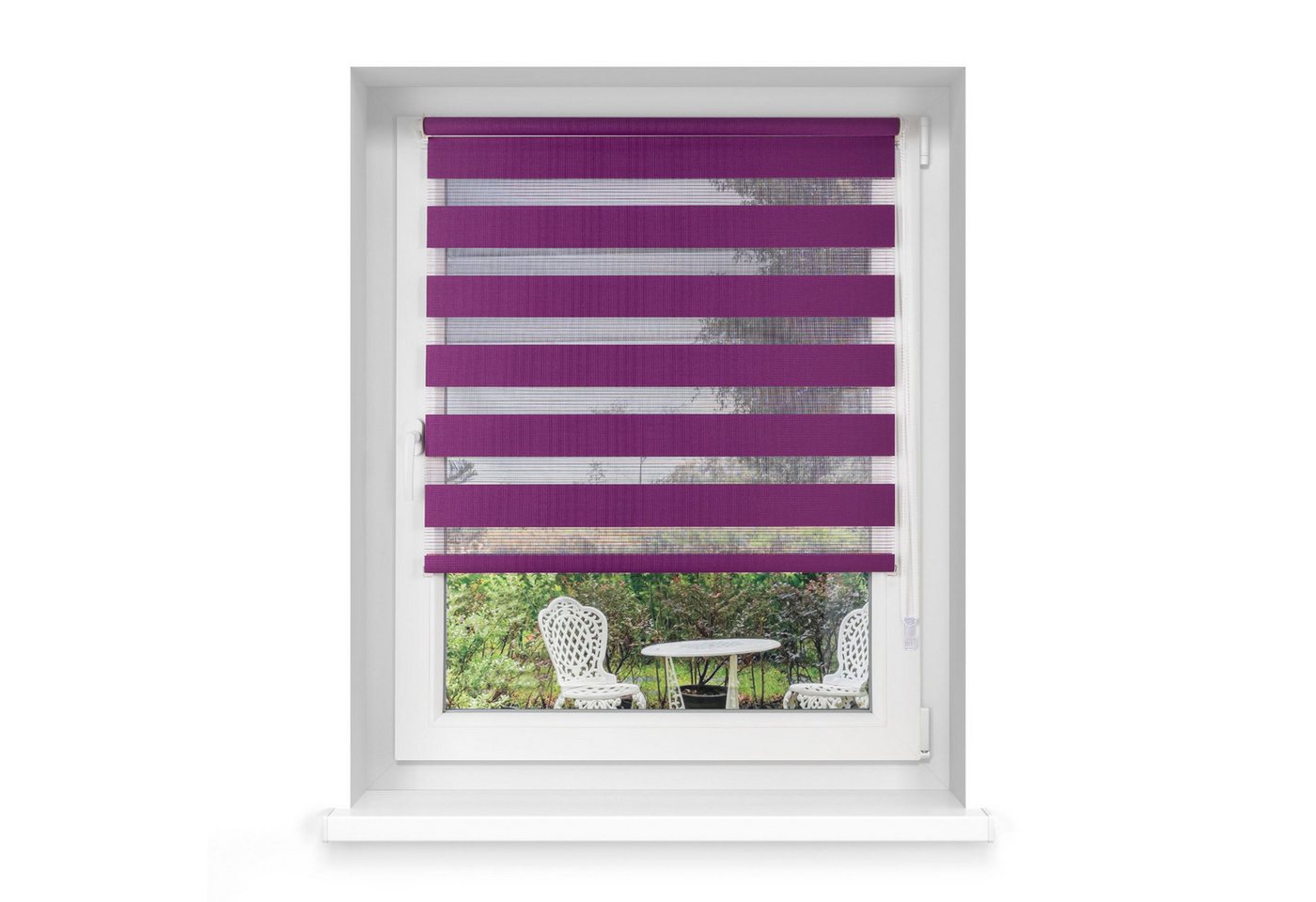 Doppelrollo Klemmfix Doppelrollo / Duo Rollo, 50 x 150 cm, aubergine, Victoria M., blickdicht, ohne Bohren, freihängend, Klemmfix Bild 4