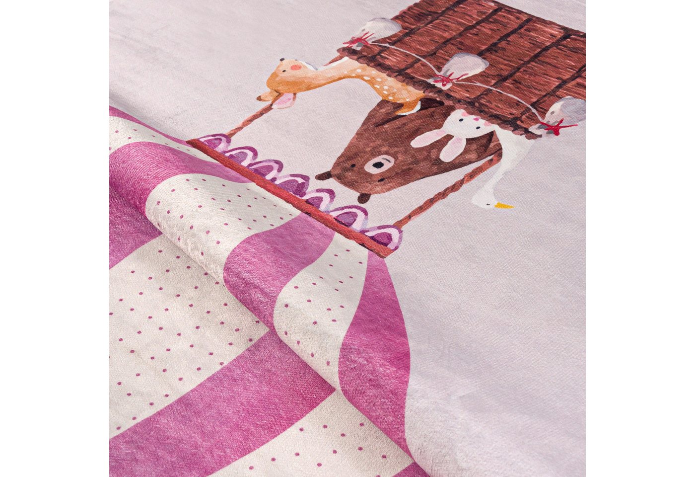 Mazovia Designteppich Kinder Ballon, Tierisch Kinderzimmer, 80 x 150 cm, Fußbodenheizung