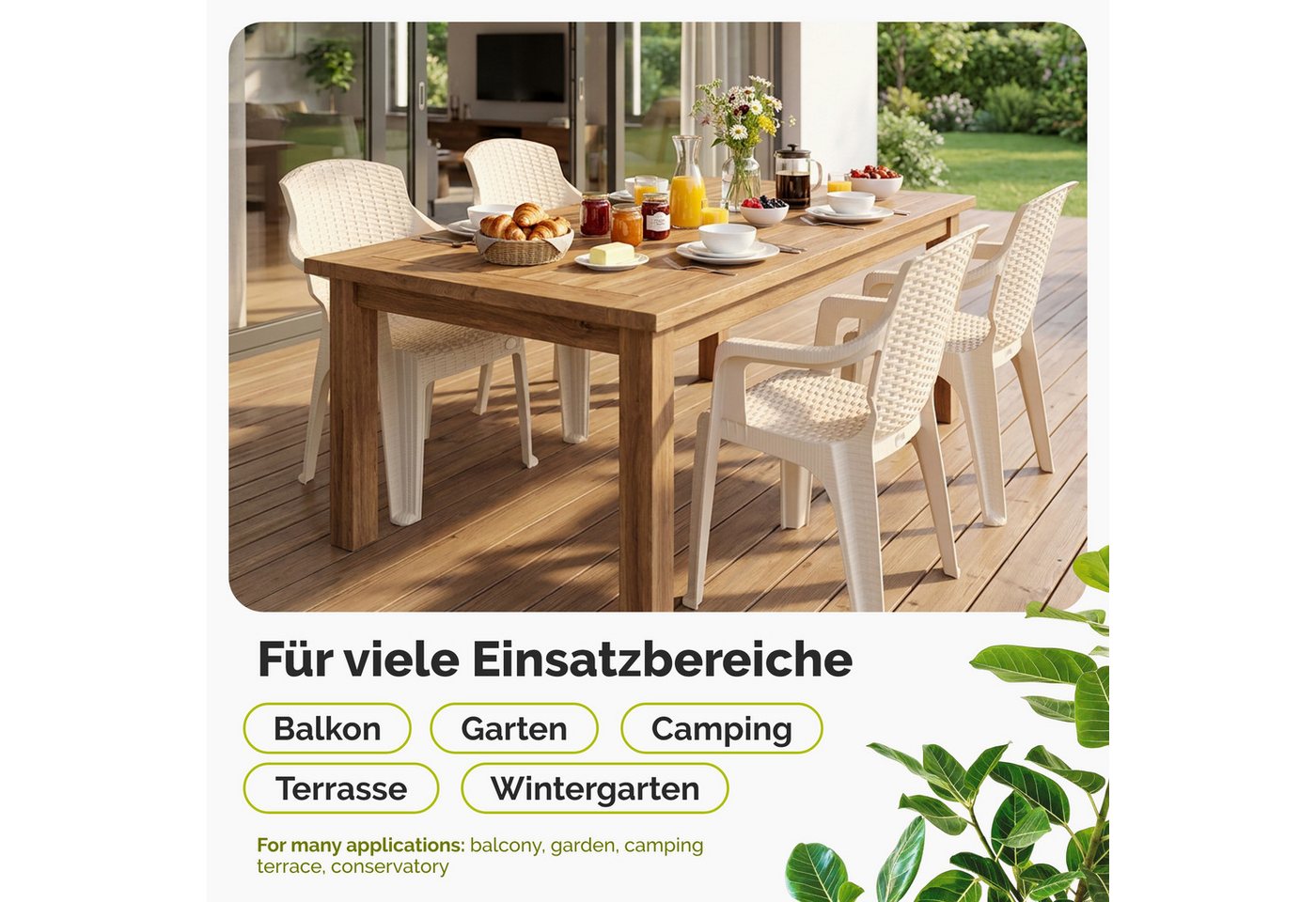 Garronda Gartenstuhl Garronda Gartenstühle stapelbar Rattan-Optik GD-0254 (4 St), 4er Set