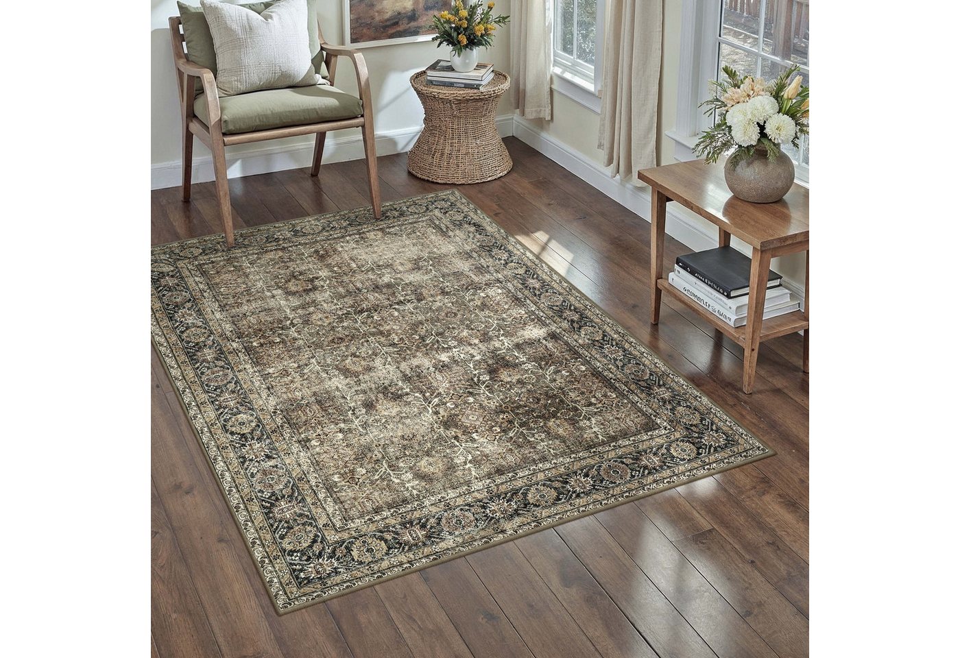 PURECOZY Teppich Wohnzimmerteppich, rutschfester Teppich, Vintage Stil, rechteckig, Höhe: 6.1 mm, geeignet für verschiedene Innenräume, 120x180cm Bild 4