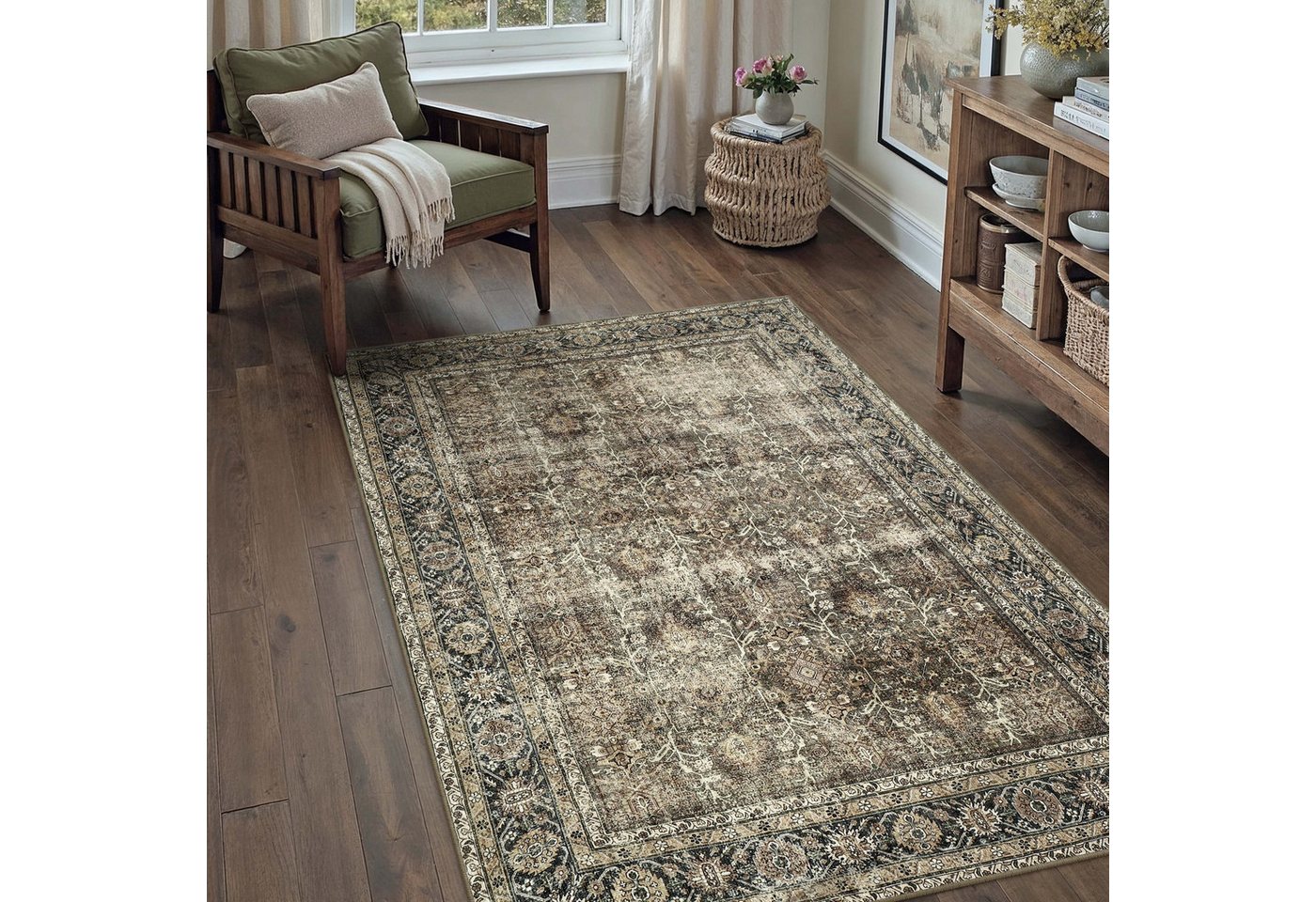 PURECOZY Teppich Wohnzimmerteppich, rutschfester Teppich, Vintage Stil, rechteckig, Höhe: 6.1 mm, geeignet für verschiedene Innenräume, 120x180cm Bild 5