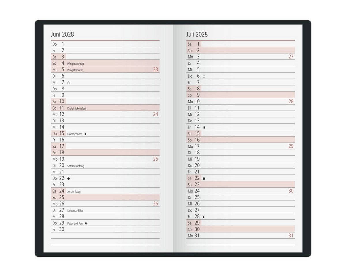 rido ide Taschenkalender Taschenkalender TM15 8,7x15,3cm 1 Woche/Seite Kunststoff bordeaux 2027 Bild 3