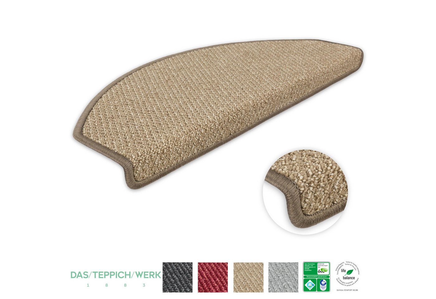Metzker® Stufenmatte Stufenmatten DAS TEPPICHWERK Lord Halbrund in SparSets, halbrund, Höhe: 8 mm, gekettelt