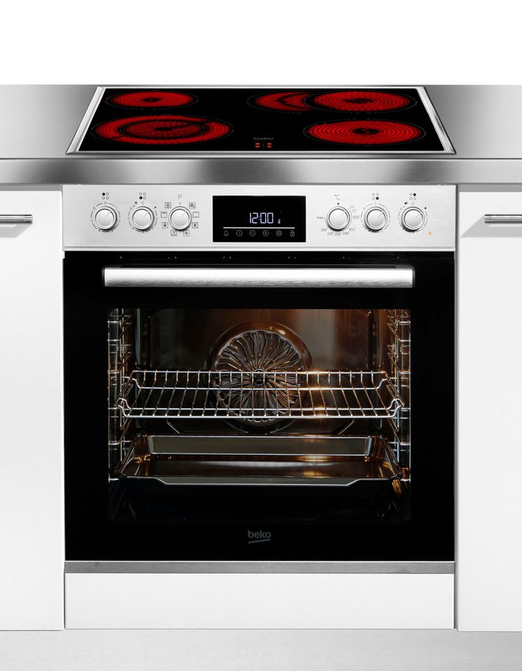 BEKO Elektro-Herd-Set Einbauherd-Set BBUM12321X, mit Teleskopauszug nachrüstbar, Hydrolyse, Gleichmäßige Heißluft für perfekte Ergebnisse dank Aeroperfect