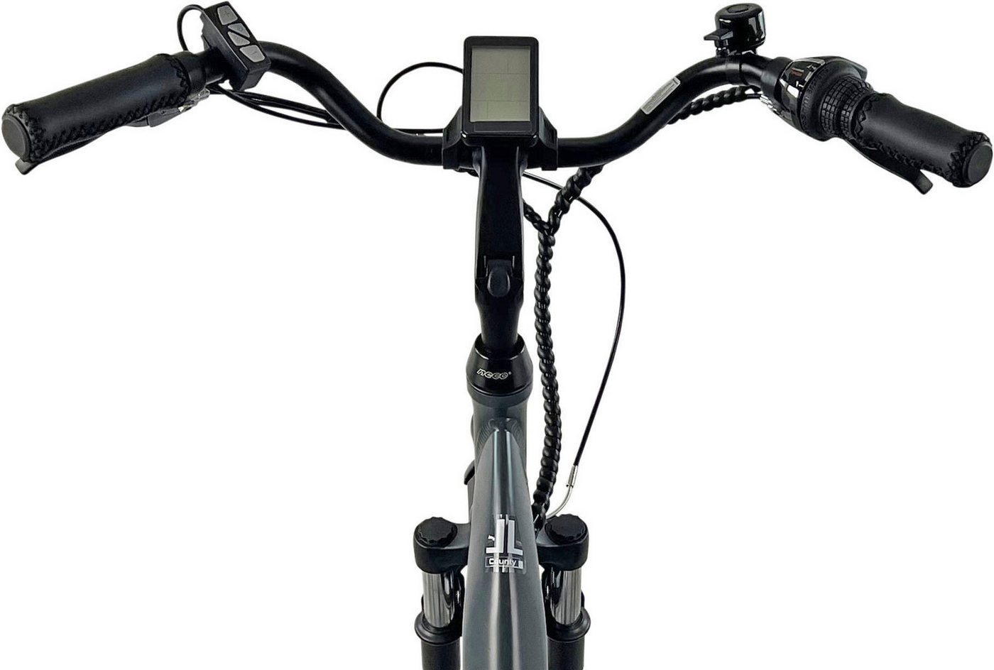 LLobe E-Bike Cityrad City E-Bike 28" County anthrazit, 7 Gang Shimano Altus Schaltwerk, Kettenschaltung, Heckmotor, 468 Wh
