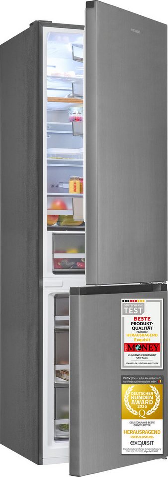 exquisit Kühl-/Gefrierkombination KGC380-115-NF-040A inoxlook, 200,5 cm hoch, 59,5 cm breit, Humidity Box für optimale Feuchtigkeitsregulierung & kein Abtauen mehr Bild 5