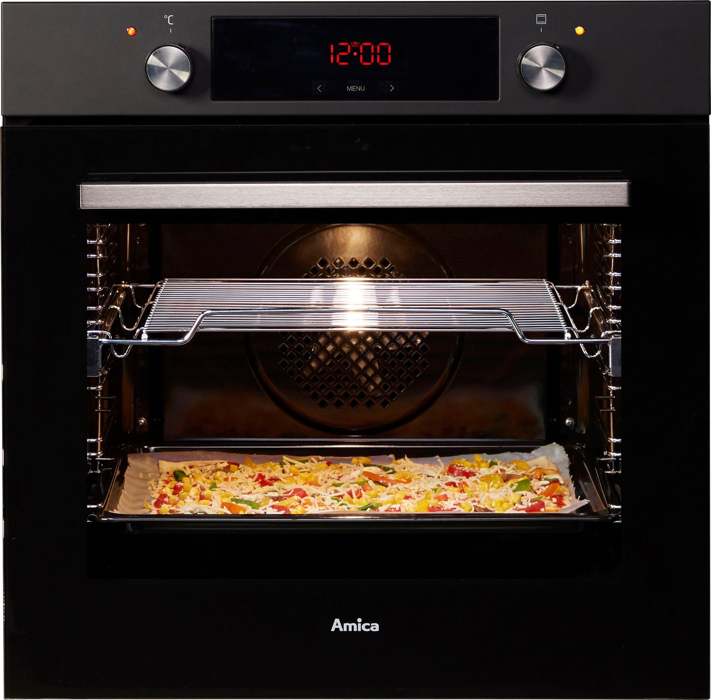 Amica Backofen EBX 943 610 SM, mit 1-fach-Teleskopauszug, Steam Clean, Großer Garraum, sichere Bedienung und einfache Reinigung beim Backen
