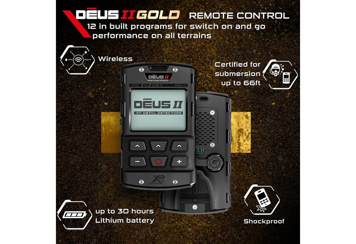 XP Metal Detectors Metalldetektor XP Deus 2 Gold HF2 RC WSA ST Golddetektor mit MI-6 Pinpointer