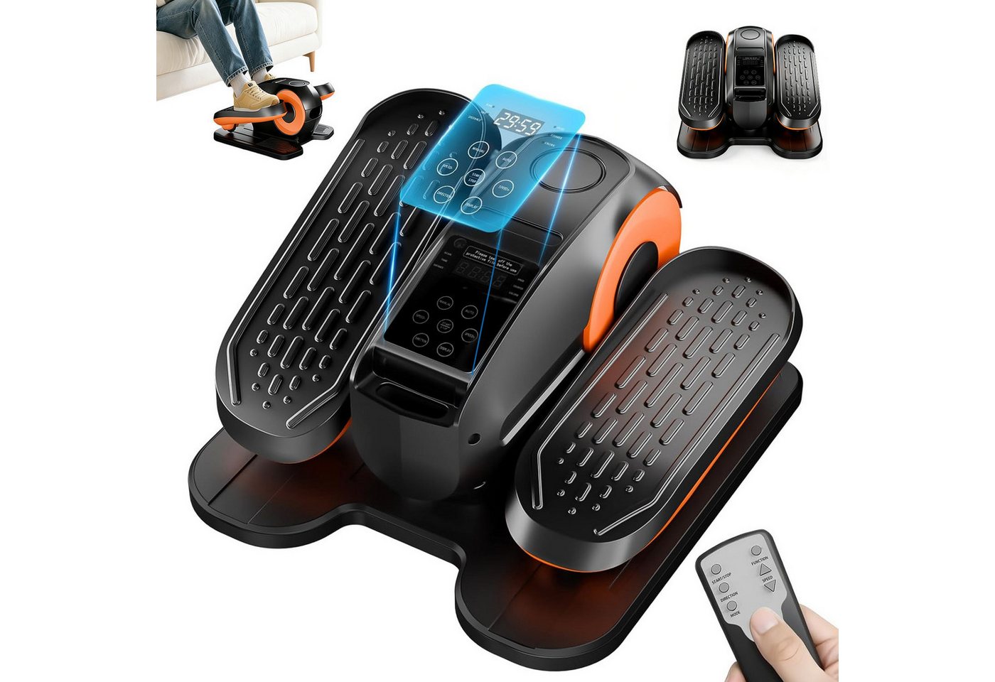 AKKEE Ellipsentrainer Crosstrainer Mini Ellipsentrainer für Zuhause Untertisch Beintrainer, mit LED-Display und Fernbedienung, 12 Geschwindigkeitsstufe, leise Bild 4