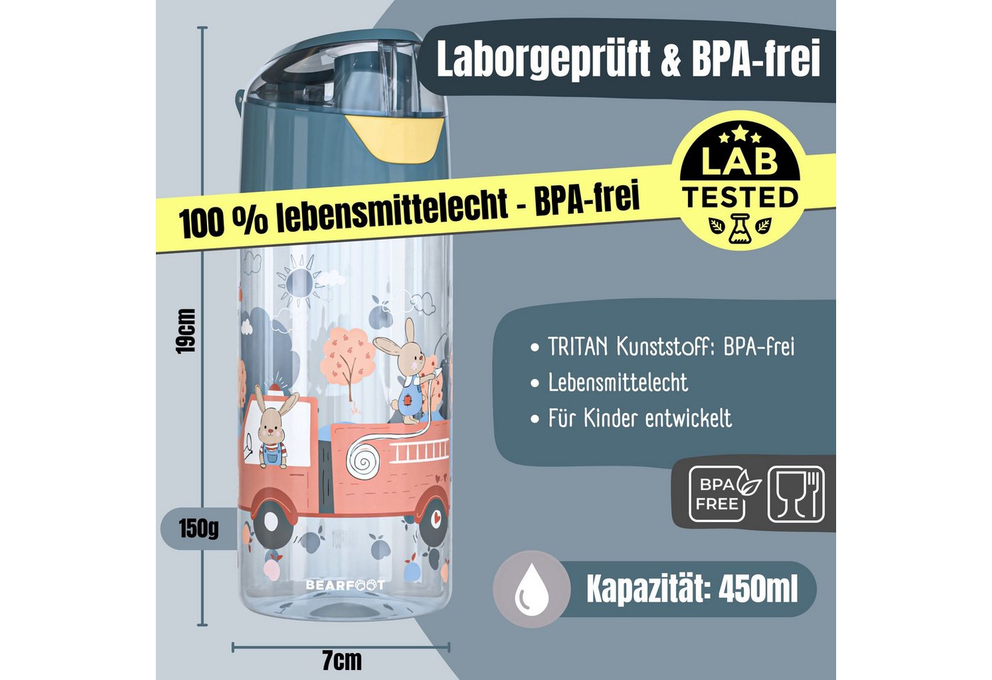 BEARFOOT Trinkflasche Trinkflasche Kinder, leichte Wasserflasche - Feuerwehr Bild 4