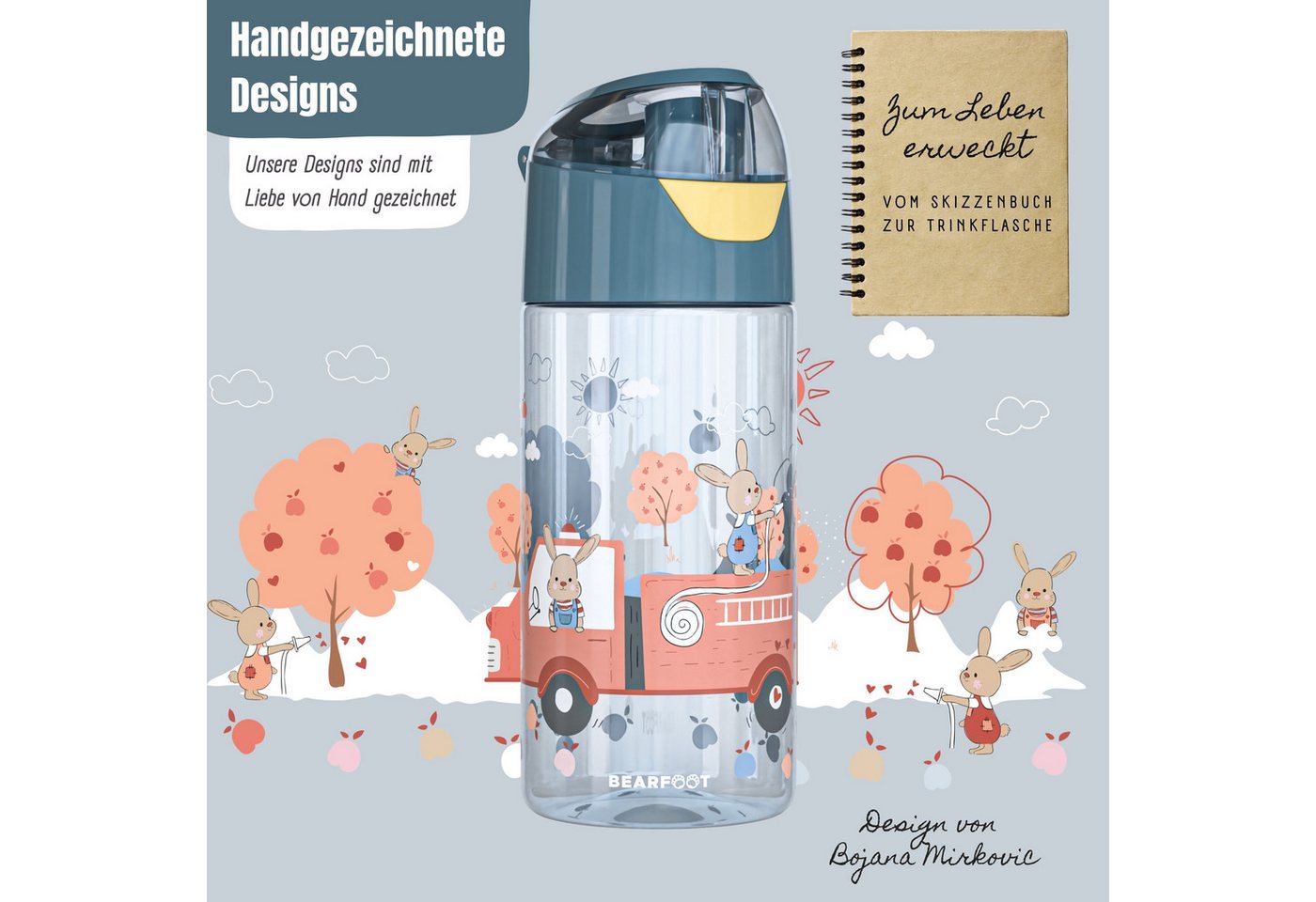 BEARFOOT Trinkflasche Trinkflasche Kinder, leichte Wasserflasche - Feuerwehr Bild 5
