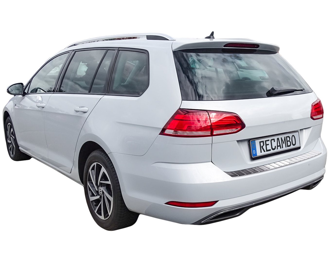 RECAMBO Ladekantenschutz für VW Golf 7 Variant, 2017-2020 - ab Facelift Stoßstangenschutz, V2A rostfrei, Exklusive Optik, praktischer Schutz & perfekte Passform Bild 4