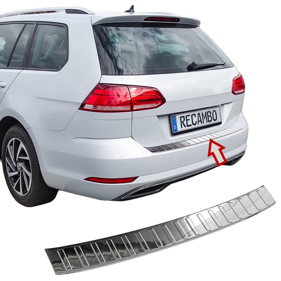 RECAMBO Ladekantenschutz für VW Golf 7 Variant, 2017-2020 - ab Facelift Stoßstangenschutz, V2A rostfrei, Exklusive Optik, praktischer Schutz & perfekte Passform Bild 5