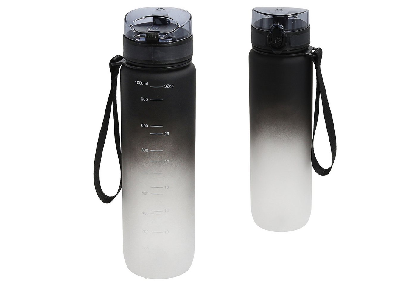CEPEWA Trinkflasche Trinkflasche 1000ml PET PP PE 7,5x28cm schwarz weiß Handschlaufe Sieb Bild 2