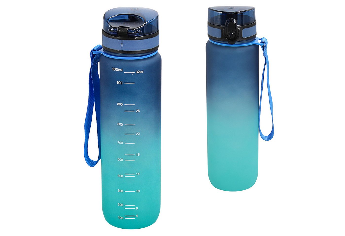 CEPEWA Trinkflasche Trinkflasche 1000ml PET PP PE 7,5x28cm grün blau Handschlaufe Sieb Bild 5