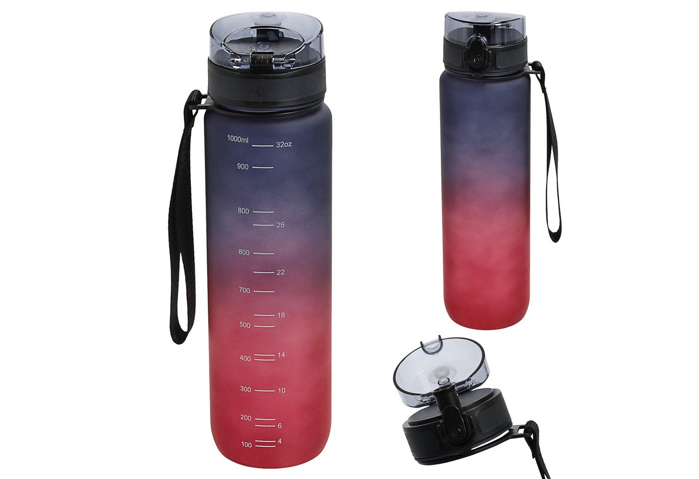 CEPEWA Trinkflasche Trinkflasche 1000ml PET PP PE 7,5x28cm lila pink Handschlaufe Sieb Bild 2
