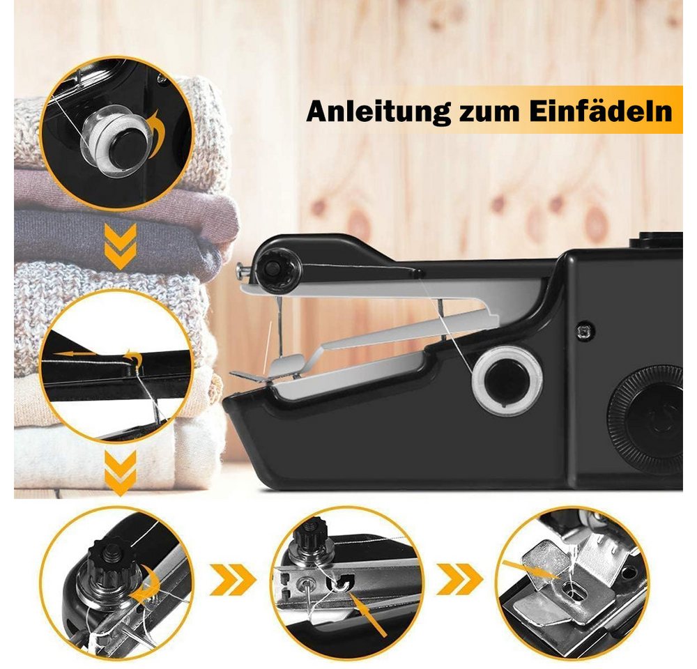 TUWENA Nähmaschine Handnähmaschine, Tragbare Mini-Nähmaschine,Elektrische Handnähmaschine, Mit Nähzubehör für Anfänger, für Kleidung,Stoffe, Cutains, Home Travel